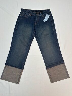 DKNY Dark Blue Cuffed Cropped Jeans